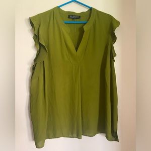 ELOQUII sleeveless olive green flutter blouse - 22